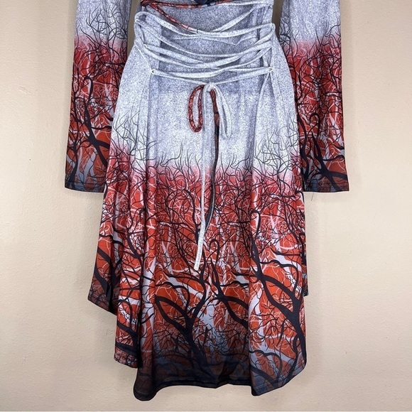 Medium Grey Hooded Sweater Dress Halloween Goth Druid Cosplay Long Sleeve - Picture 10 of 14